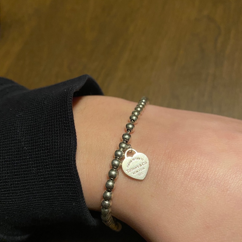 Tiffany Heart Tag bead bracelet - in sterling silver